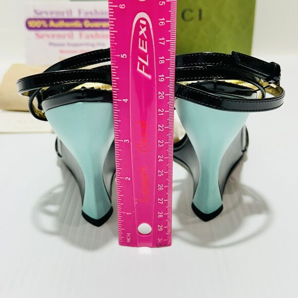 Gucci 37/ US 7 Two-Toned Dora Embellished Crystal Wedge Black Sandals NIB $1,250 - Picture 8 of 12
